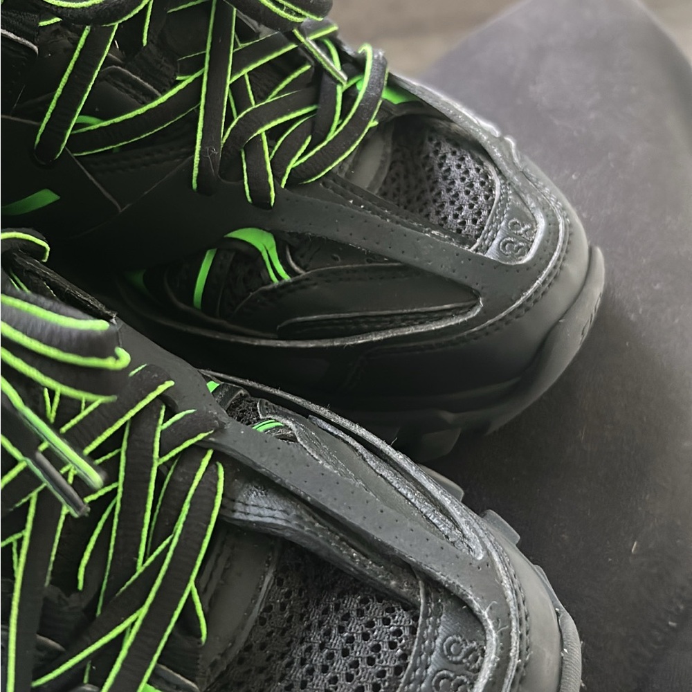 Balenciaga Black and Lime Athletic Sneakers